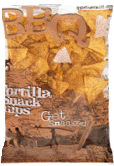 Tortilla Chips ar Barbeque garšu ideāli kā uzkoda pie alus vai kokteiļiem Iepak. 6 x 800 g